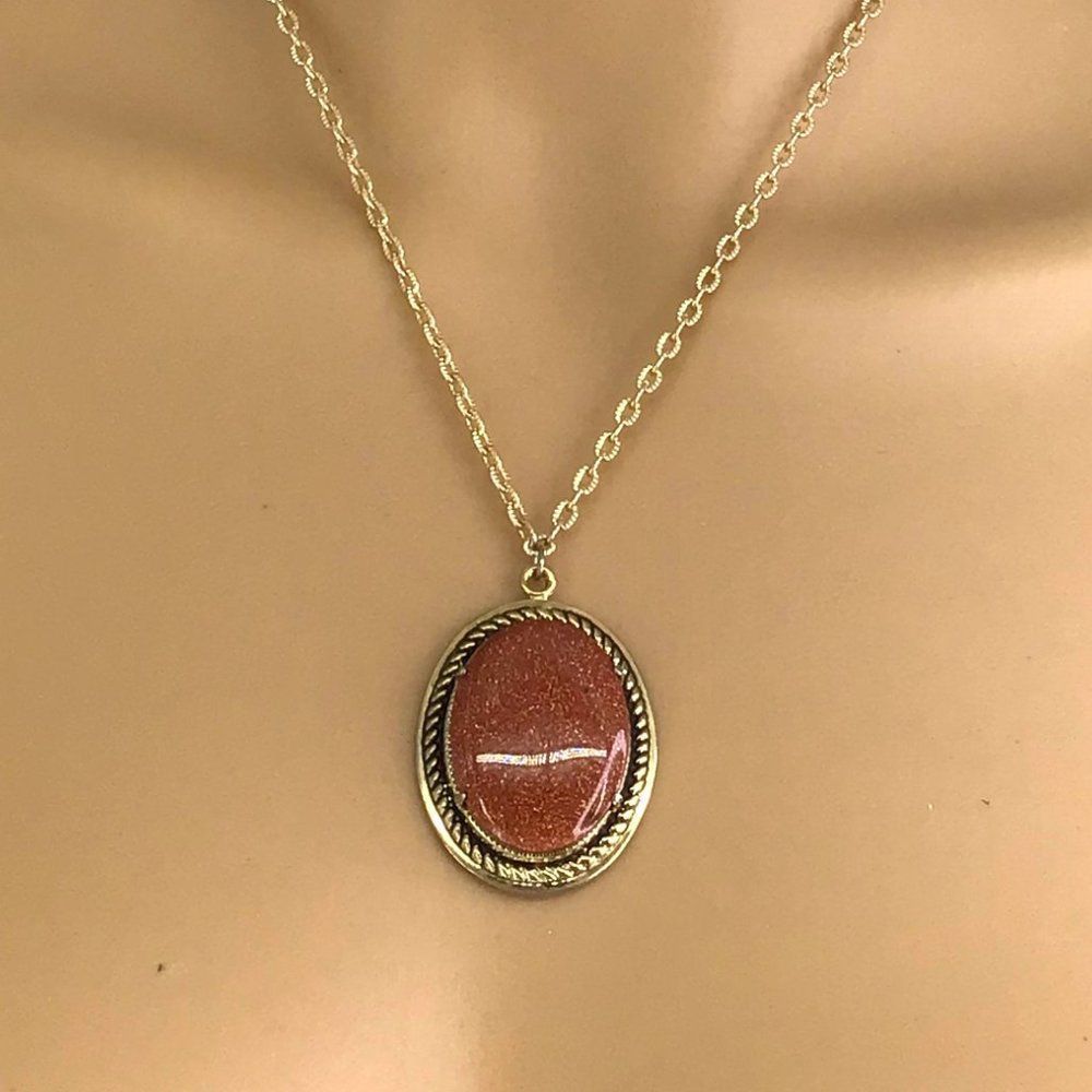 Vintage Goldstone Pendant Necklace